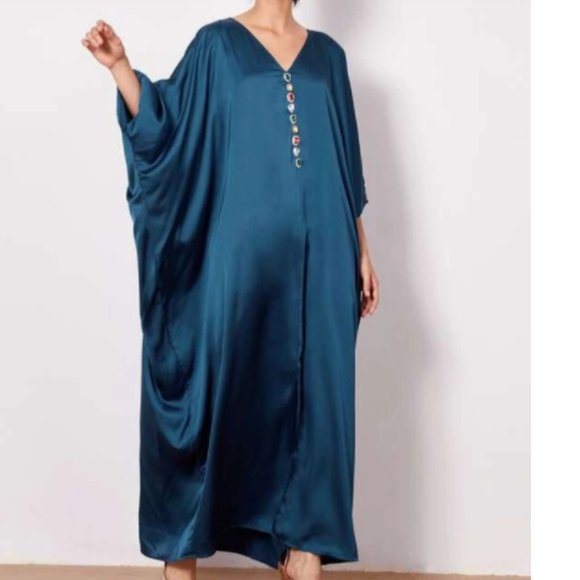 SHEIN Dresses & Skirts - BATWING SLEEVE RHINESTONE SATIN COCOON DRESS S
